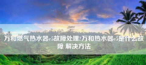 万和燃气热水器E5故障解决方法（如何更换气压开解决万和燃气热水器E5故障）