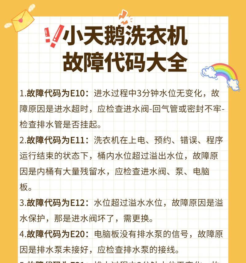 洗衣机维修代码解析（掌握维修代码）
